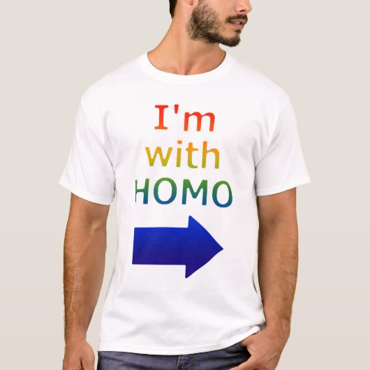 'Ik ben met HOMO' t-shirt (Voorkant)