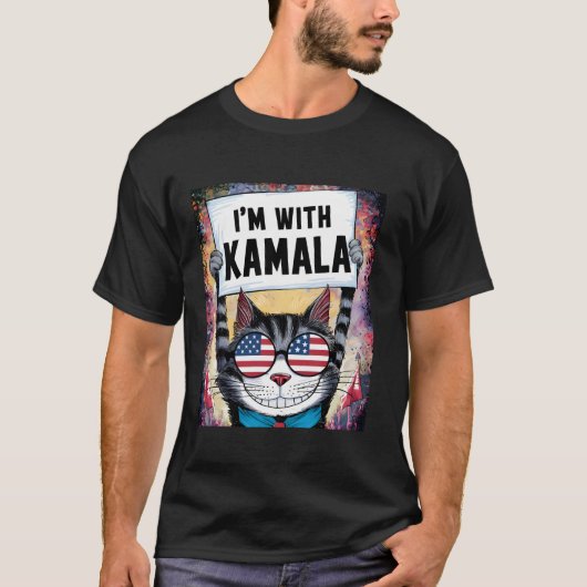 Ik ben met Kamala Harris Walz 2024 Cat Ladies Harr T-shirt (Voorkant)
