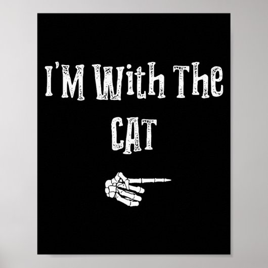 Ik ben met kat Halloween-kostuum Funny Couples Mat Poster (Voorkant)