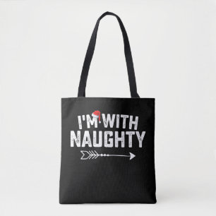 Ik ben met ondeugende bij elkaar passende kerstpar tote bag