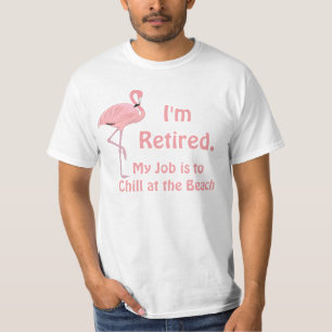 Ik ben met pensioen Funny Beach Thema Flamingo Pen T-shirt