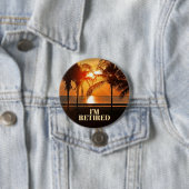 IK BEN MET PENSIOEN, TROPISCHE PALMBOMEN, RONDE BUTTON 7,6 CM (In situ)