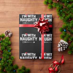 Ik ben met stoute bijpassende kerstkoppels cadeaupapier