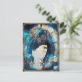 Ik ben met Wig Blue Briefkaart (Staand voorkant)