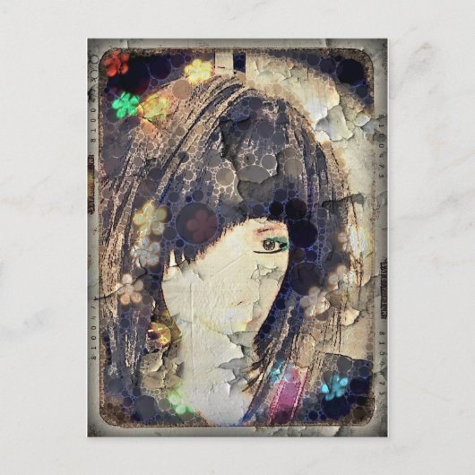 Ik ben met Wig Floral Briefkaart (Voorkant)