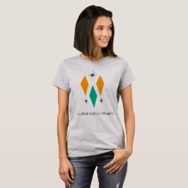 Ik ben Mid Century Modern Diamonds Oranje Turquois T-shirt
