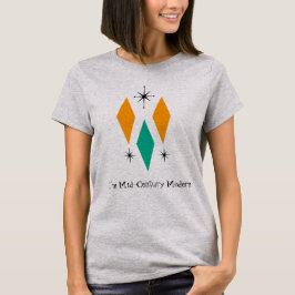 Ik ben Mid Century Modern Diamonds Oranje Turquois T-shirt
