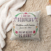 Ik ben mijn Beloved's, huwelijksdatum Waterverf Kussen (Deken)