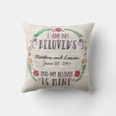 Ik ben mijn Beloved's, huwelijksdatum Waterverf Kussen (Achterkant)
