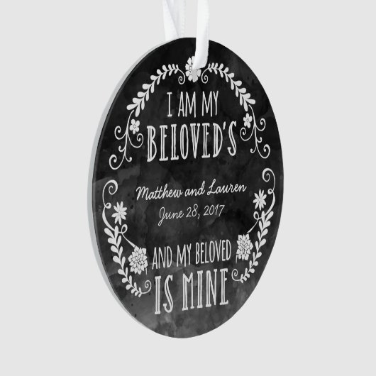 Ik ben mijn Beloved's, Wedding Black Waterverf Ornament (voorkant)