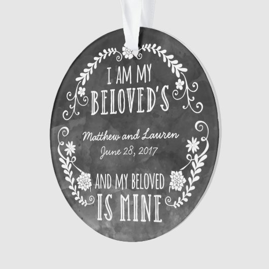 Ik ben mijn Beloved's, Wedding Black Waterverf Ornament (voorkant)