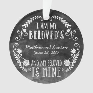 Ik ben mijn Beloved's, Wedding Black Waterverf Ornament