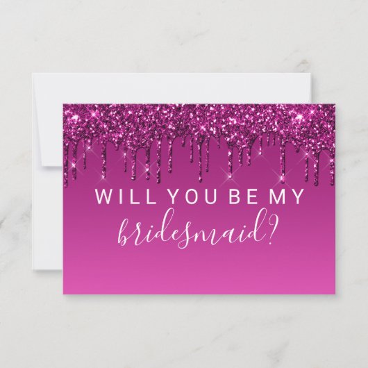 Ik ben mijn Bridesmaid Fab Glitter Drip Magenta Kaart (Voorkant)
