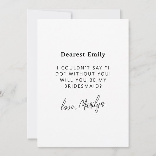 Ik ben mijn Bridesmaid. Kaart (Achterkant)