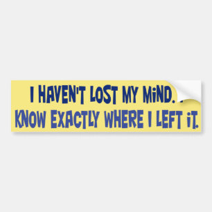 Ik ben mijn geest niet kwijt. bumpersticker