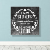 Ik ben mijn geliefde, bruiloft zwarte Waterverf Canvas Afdruk (Insitu (Houten vloer))