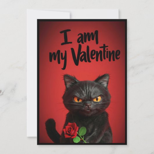 Ik ben mijn Valentijn Black Cat Feestdagenkaart (Voorkant)