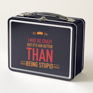 Ik ben misschien gek metalen lunchbox met letters