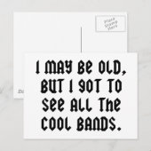 Ik ben misschien oud, maar ik moet alle koele band briefkaart (Voorkant / Achterkant)