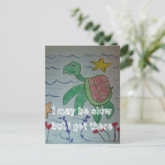 Ik ben misschien traag, maar ik kom er briefkaart (Staand voorkant)