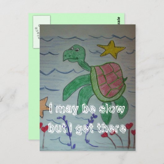 Ik ben misschien traag, maar ik kom er briefkaart (Voorkant / Achterkant)