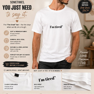 Ik ben moe Heren T-shirt | Minimaal tekst grafisch