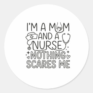 Ik ben moeder en verpleegster Minimalistische verp Ronde Sticker