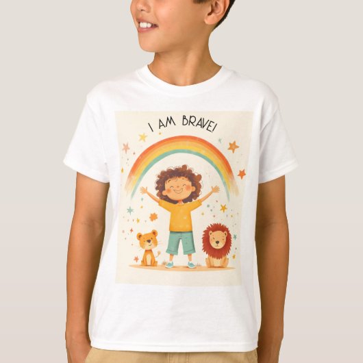 Ik ben moedig - Kinder affirmatie T-shirt (Voorkant)