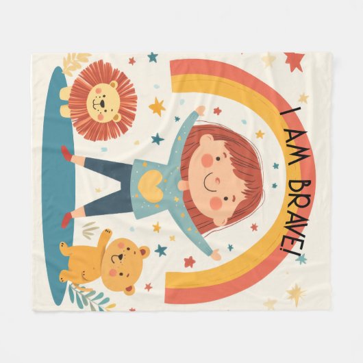 Ik ben moedig - Kinder bevestiging Fleece Deken (Voorkant (Horizontaal))