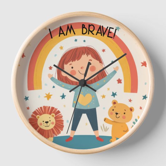 Ik ben moedig - Kinder bevestiging wandklok (Voorkant)