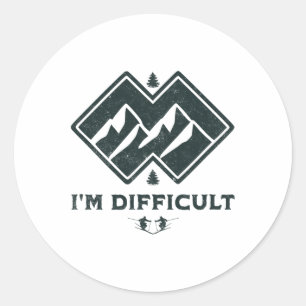 Ik ben moeilijk Dubbele Zwarte Diamanten Grappige Ronde Sticker