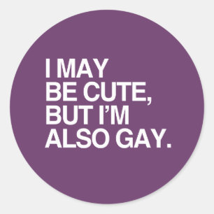 IK BEN MOGELIJK SCHATTIG, MAAR IK BEN OOK HOMO - W RONDE STICKER