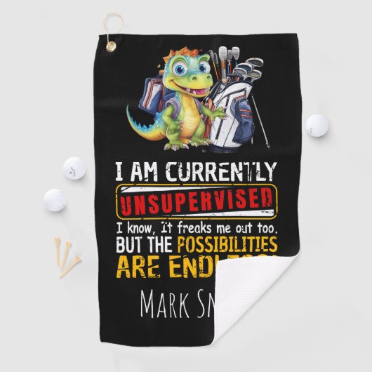 Ik ben momenteel zonder toezicht Ik weet het dinos Golfhanddoek (Insitu)