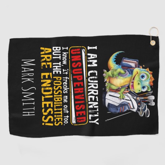 Ik ben momenteel zonder toezicht Ik weet het dinos Golfhanddoek (Horizontaal)