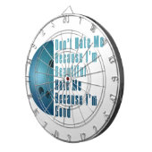 Ik ben mooi en goed Bowling blauw Dartbord (Voorkant Rechts)