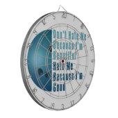 Ik ben mooi en goed Bowling blauw Dartbord (Voorkant Links)