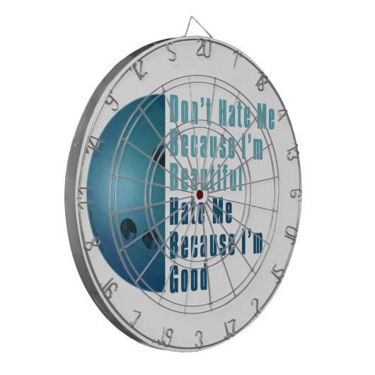 Ik ben mooi en goed Bowling blauw Dartbord (Voorkant Links)