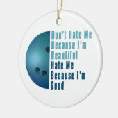 Ik ben mooi en goed Bowling blauw Keramisch Ornament (Links)