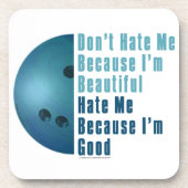 Ik ben mooi en goed Bowling blauw Onderzetter (Voorkant)