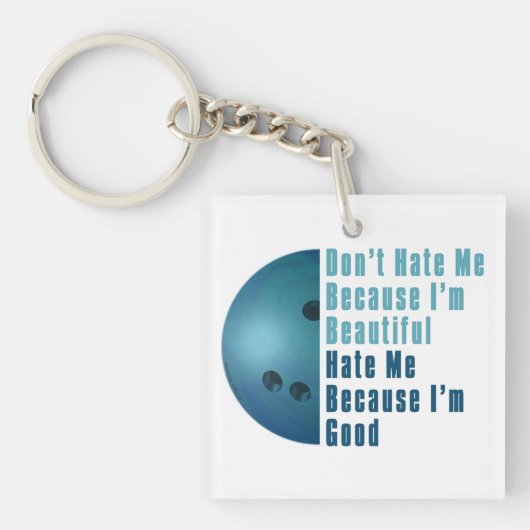 Ik ben mooi en goed Bowling blauw Sleutelhanger (Voorkant)