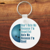 Ik ben mooi en goed Bowling blauw Sleutelhanger (Voorkant)