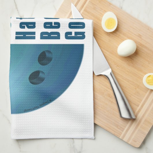 Ik ben mooi en goed Bowling blauw Theedoek (Quarter Fold)