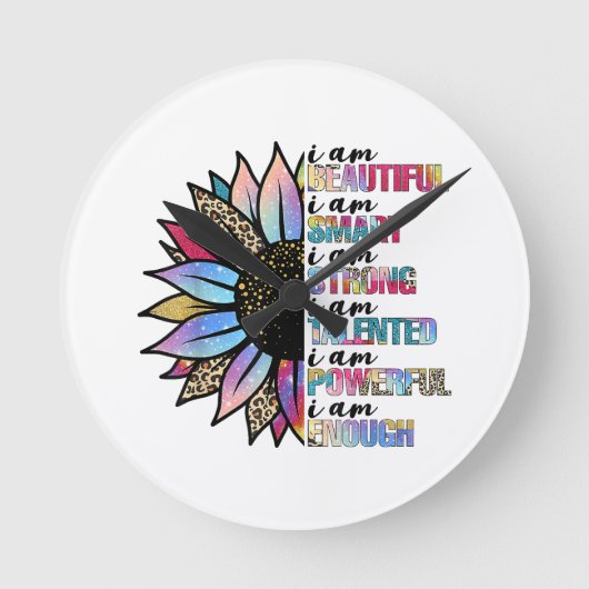 Ik ben mooi, ik ben slim, ik ben sterk, luipaardzo ronde klok (Voorkant)