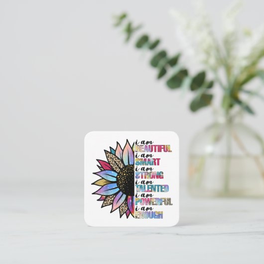 Ik ben mooi, ik ben slim, ik ben sterk, luipaardzo vierkante visitekaartje (Staand voorkant)