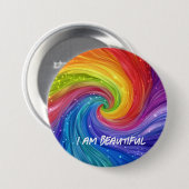 Ik ben mooie digitale kunst ronde button 7,6 cm (Voorkant /achterkant)