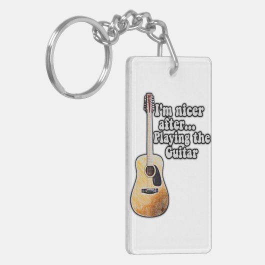 Ik ben mooier na het spelen van de gitaar. motivat sleutelhanger (Voorkant Links)