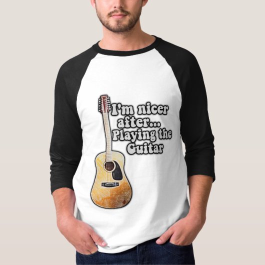 Ik ben mooier na het spelen van de gitaar. motivat t-shirt (Voorkant)