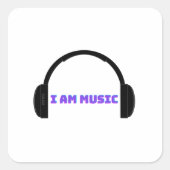 Ik ben muziek vierkante sticker (Voorkant)