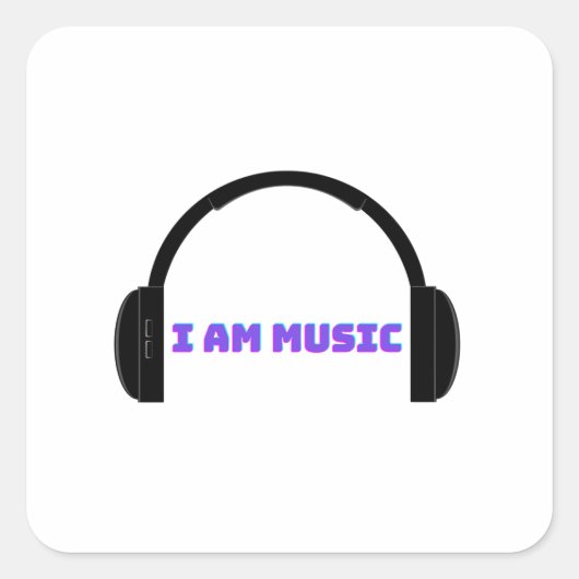 Ik ben muziek vierkante sticker (Voorkant)