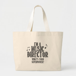 Ik ben muziekdirecteur, wat is jouw Superpower? Grote Tote Bag